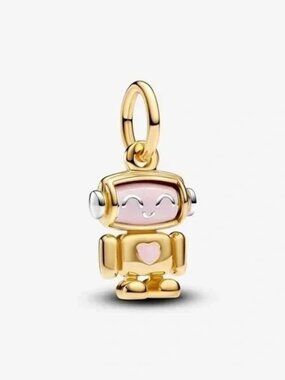 Pandora Gold & Pink Robot Charm Bracelet Pendant